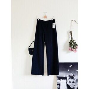 Lubella Extendable Vintage 70s 1970s Black High Waist Wide Leg Trousers Disco M